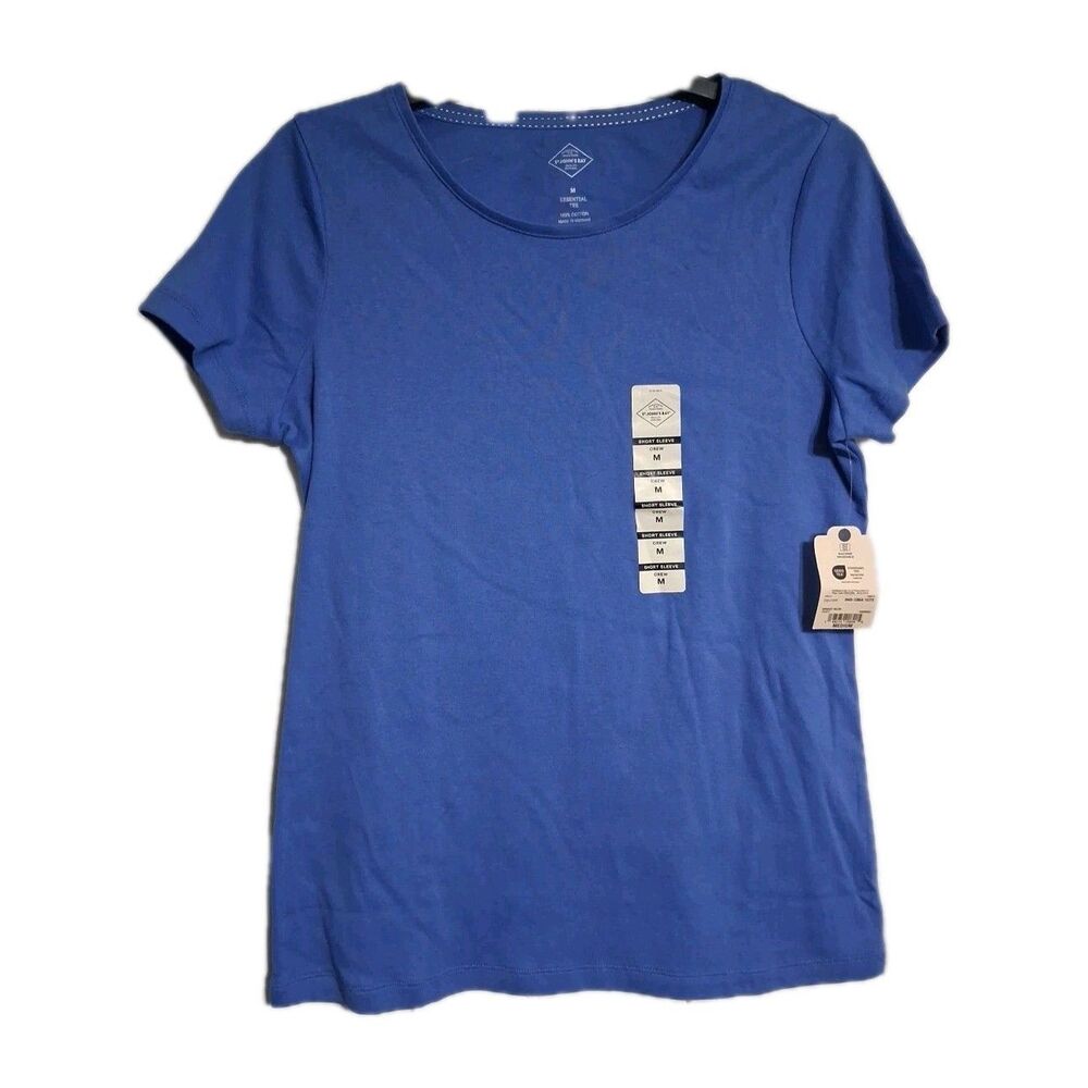NWT Women's St. John's Bay CrewNeck Essential Tee Size M Bright Blue